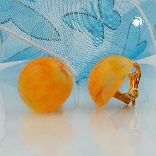 Clip ørering 17mm ravmarmoreret plastik Bouton