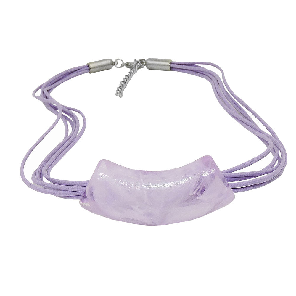 Kæde 54x19mm Hængende rør fladt buet lilla-marmoreret blank plastik 45 cm
