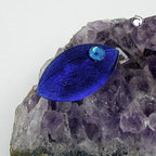 Broche Lapel Pin 35x20x11mm Mus Blå-Transparent Skinnende med lyseblå øje Plastik