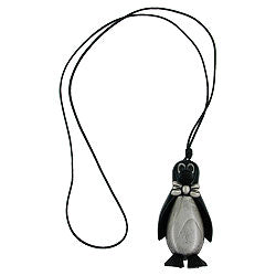 Halskæde 8x4x3cm Figur Pingvin sort-sølv-grå plastik 90cm