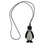 Halskæde 8x4x3cm Figur Pingvin sort-sølv-grå plastik 90cm