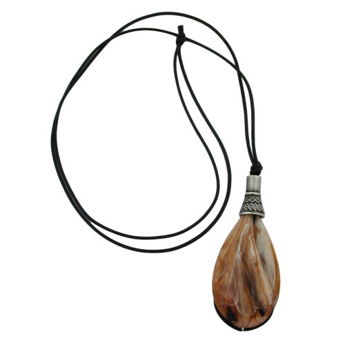 Kæde 85x36mm Drop beige-brun-marmoreret 100 cm