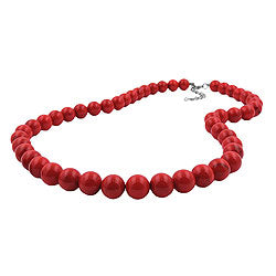 Halskæde 12 mm plastikperler rød-sort-marmoreret