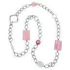 Kædeplastikperler Pink Gennemsigtig kantkæde Aluminium Lysegrå 95cm