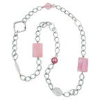 Kædeplastikperler Pink Gennemsigtig kantkæde Aluminium Lysegrå 95cm