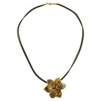 Kæde 48mm Blomstermetalvedhæng Olivenguld Emaljeret snor Olivenfarvet 50cm