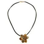Kæde 48mm Blomstermetalvedhæng Olivenguld Emaljeret snor Olivenfarvet 50cm
