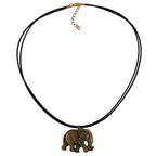 Kæde 38x28x6mm Elefant Plastik Antik Messingsnor Sort 50cm