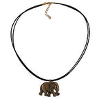 Kæde 38x28x6mm Elefant Plastik Antik Messingsnor Sort 50cm