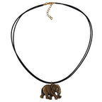 Kæde 38x28x6mm Elefant Plastik Antik Messingsnor Sort 50cm