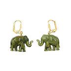 Leverback øreringe Øreringe 37x23mm guldfarvet elefant mini olivenmarmoreret plastik