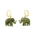 Leverback øreringe Øreringe 37x23mm guldfarvet elefant mini olivenmarmoreret plastik