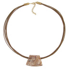 Kæde Plastikkugle Trapezformet beige marmoreret mat snor brun 45 cm