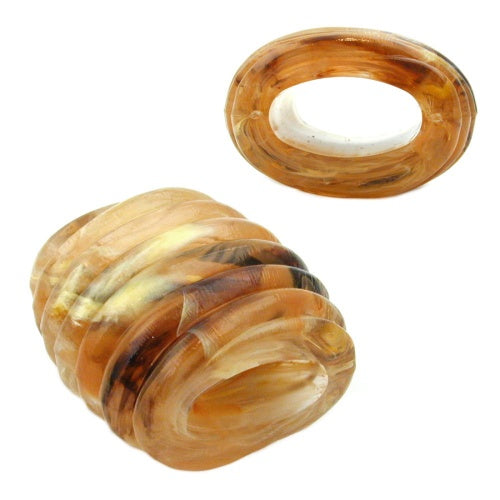 Stofring 35x34x23mm spiralplastik horn-gul-brun-marmoreret mat