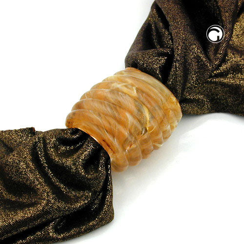 Stofring 35x34x23mm spiralplastik horn-gul-brun-marmoreret mat