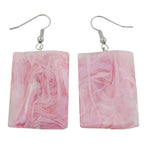 Øreledninger øreringe Øreringe 56x25mm firkantet plastik bølget Pink marmoreret