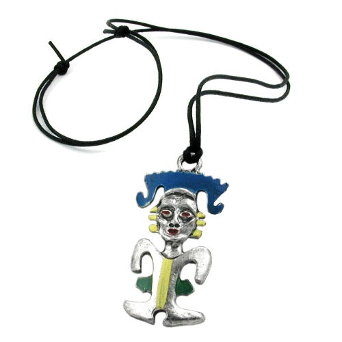 Kæde 50x27mm tin pendantfigur malet 110 cm