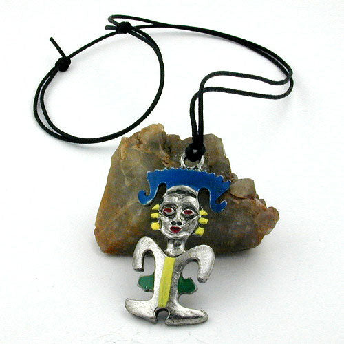 Kæde 50x27mm tin pendantfigur malet 110 cm
