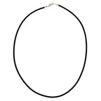 Rund snor 3 mm massiv gummikæde i naturgummi med sølvfarvet spænde