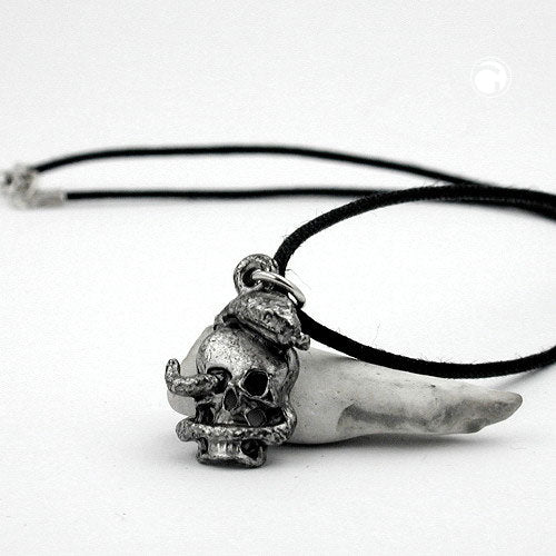 Kæde 17x14 mm tinvedhængskranium med slange 45 cm