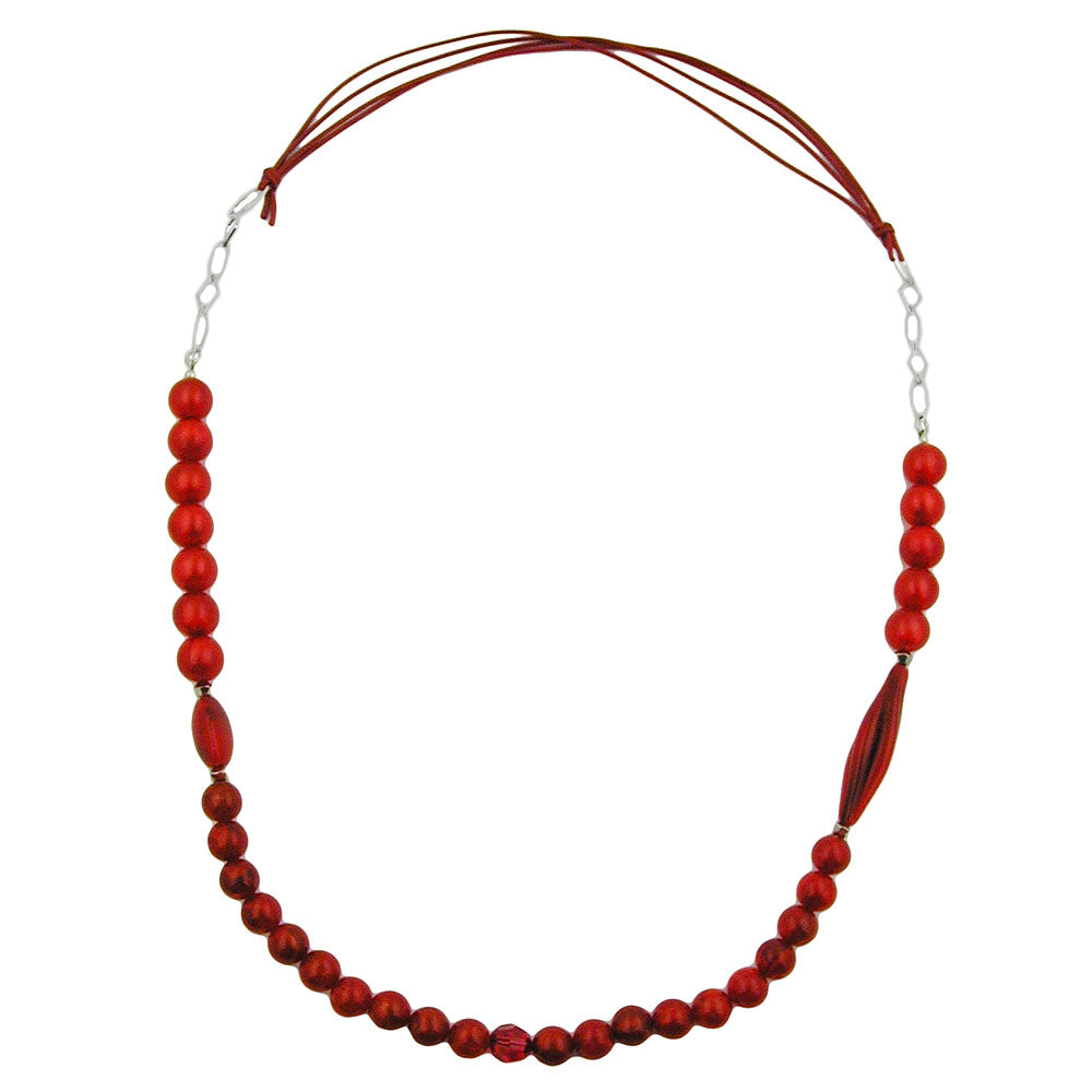 Kædematerialeblandingsperler Plastik Rød-Sort snor Rød Kæde 95 cm