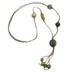 Halskæde 25mm Nugget Plastik khaki-oliven-skinnende snor olivenbrun 90cm