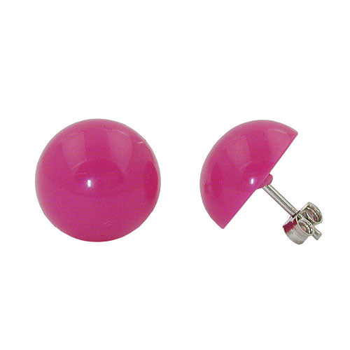 Øreørering 13 mm lyserød-pink-skinnende plastik halvcirkelformet