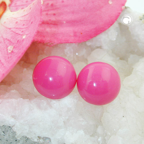 Øreørering 13 mm lyserød-pink-skinnende plastik halvcirkelformet