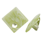 Clip-ørering 25x25 mm firkant med hul limegrøn marmoreret plastik Bouton