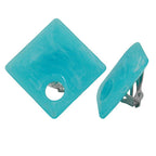 Clip-ørering 25x25 mm firkantet med hul i tyrkisk-marmoreret plastik Bouton