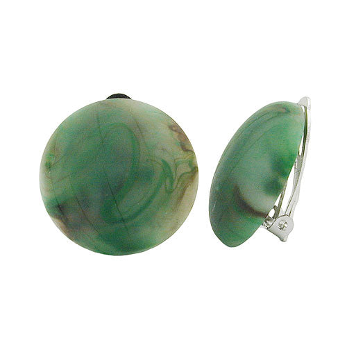 Clip ørering 22mm Crack Green Brun Marmoreret Matt Plastik Bouton