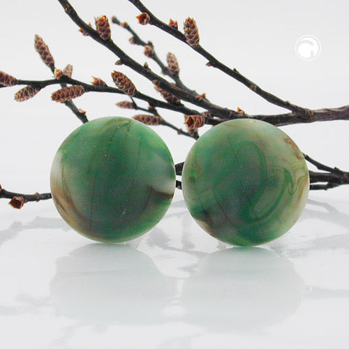 Clip ørering 22mm Crack Green Brun Marmoreret Matt Plastik Bouton