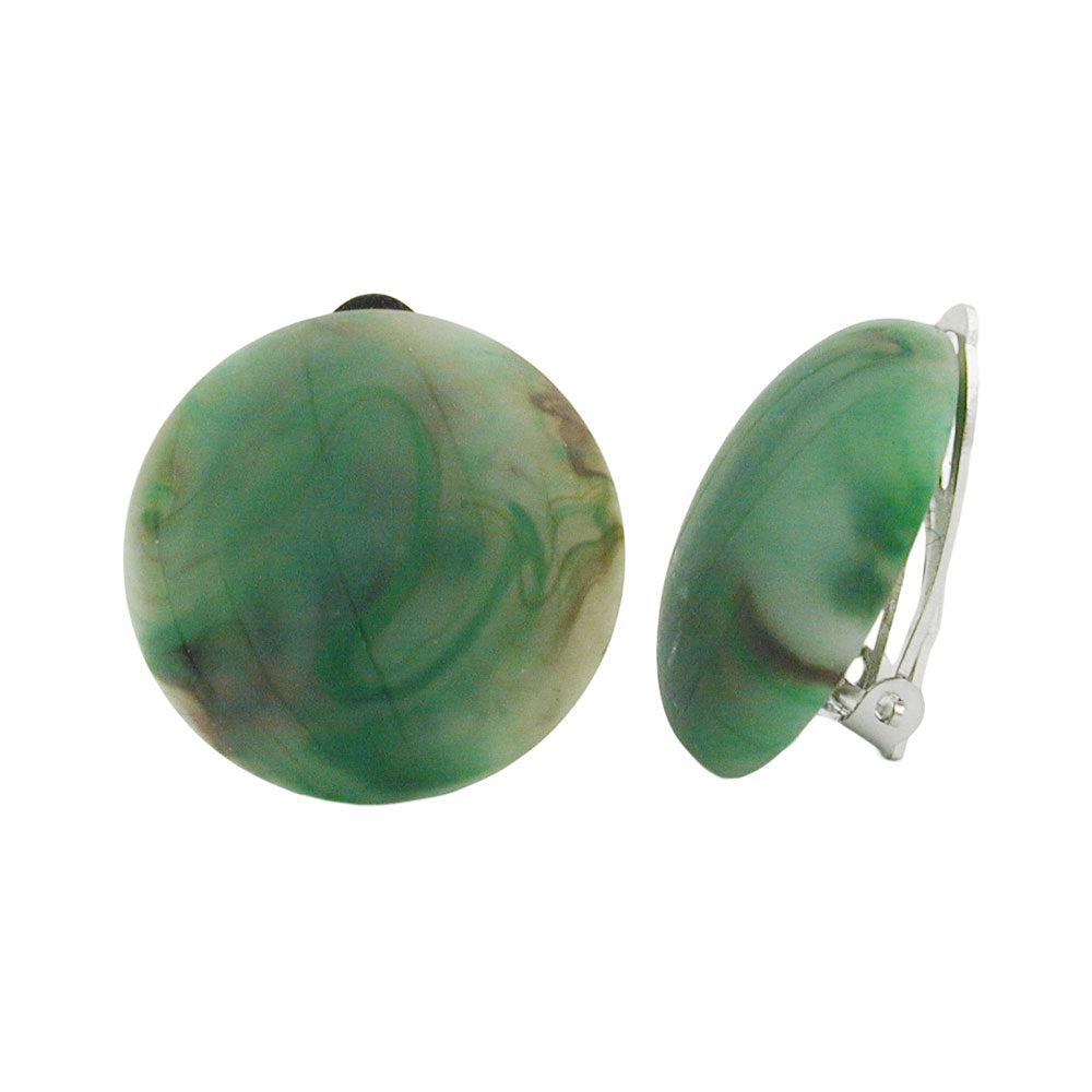 Clip ørering 22mm Crack Green Brun Marmoreret Matt Plastik Bouton