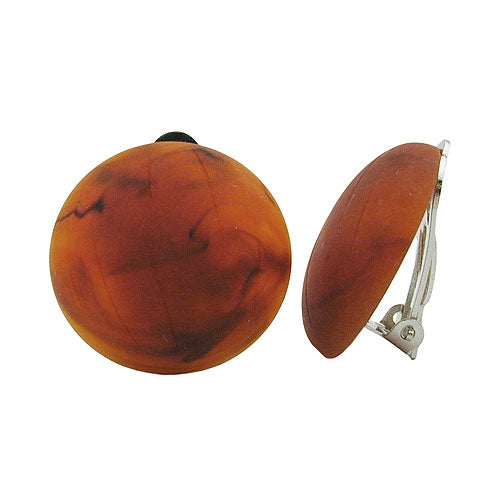 Clip ørering 22mm revne rustbrun marmoreret mat plastik Bouton