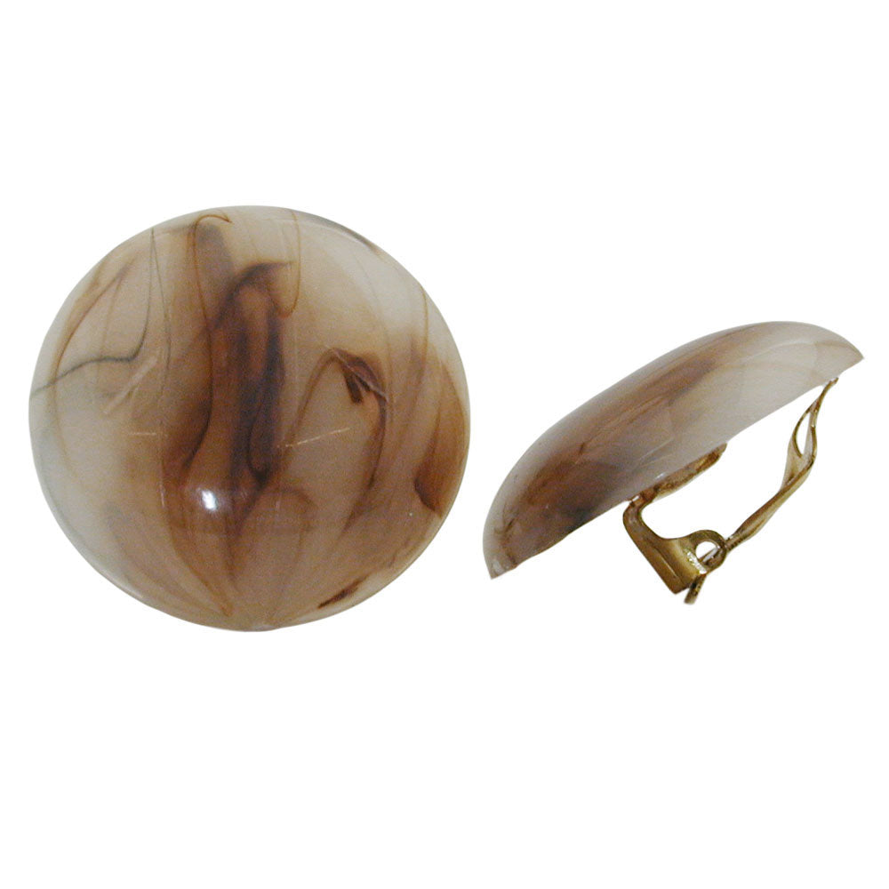 Clip ørering 30mm crack brunt horn marmoreret skinnende plastik Bouton