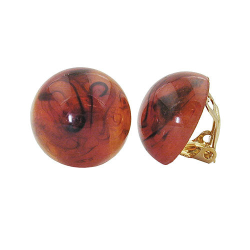Clip ørering 18mm brunmarmoreret blank plastik bouton