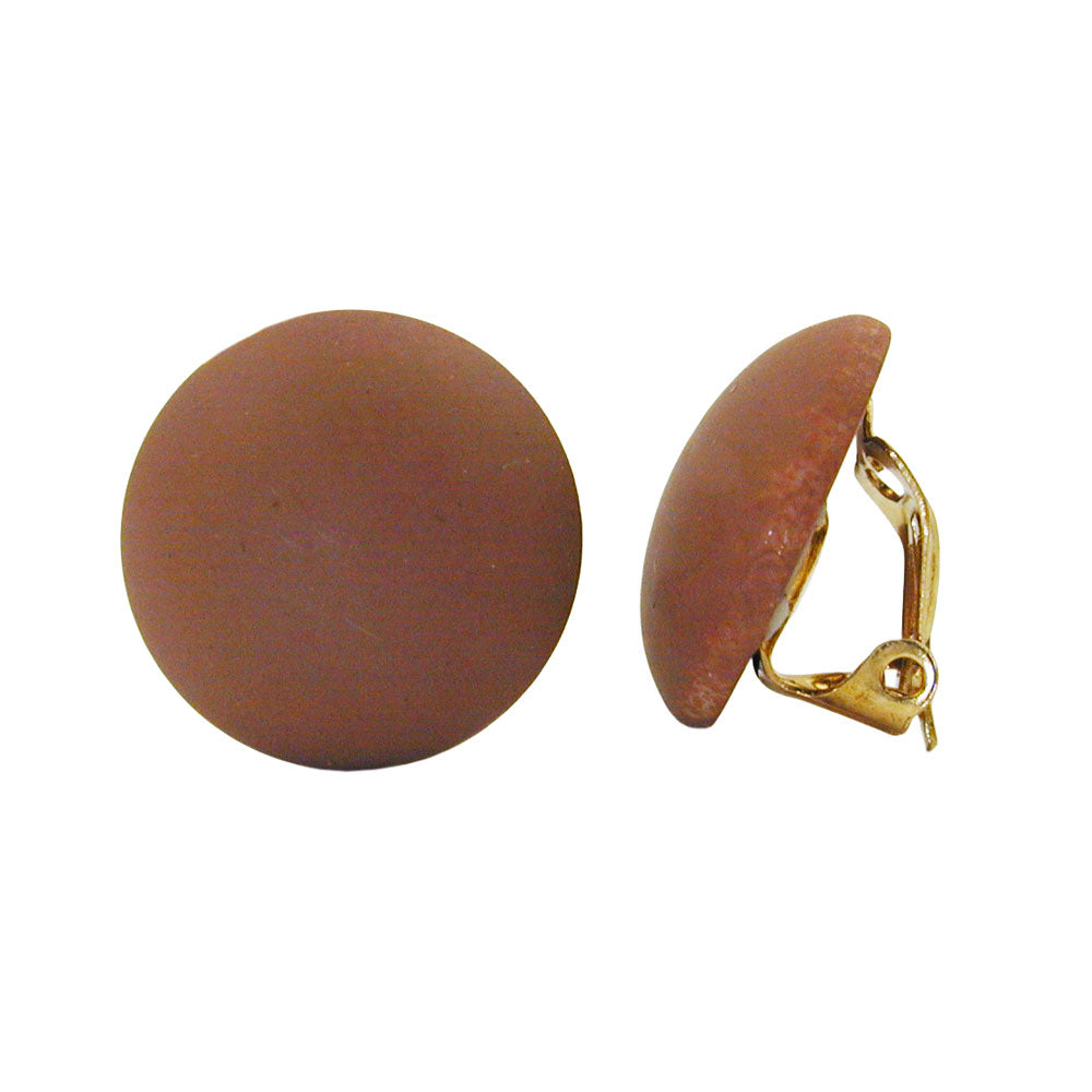 Clip ørering 18mm brun mat plastik Bouton