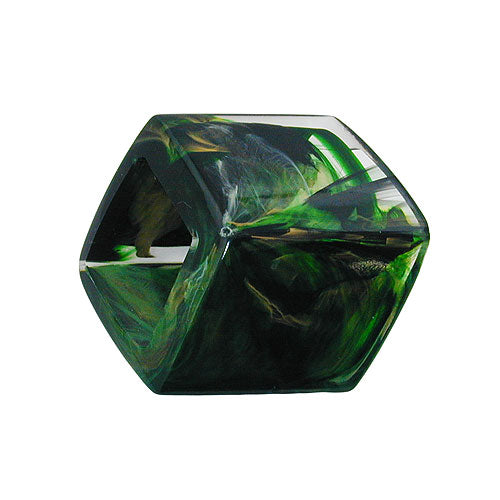 Stofring 45x36x18mm sekskantet grønmarmoreret skinnende plastik