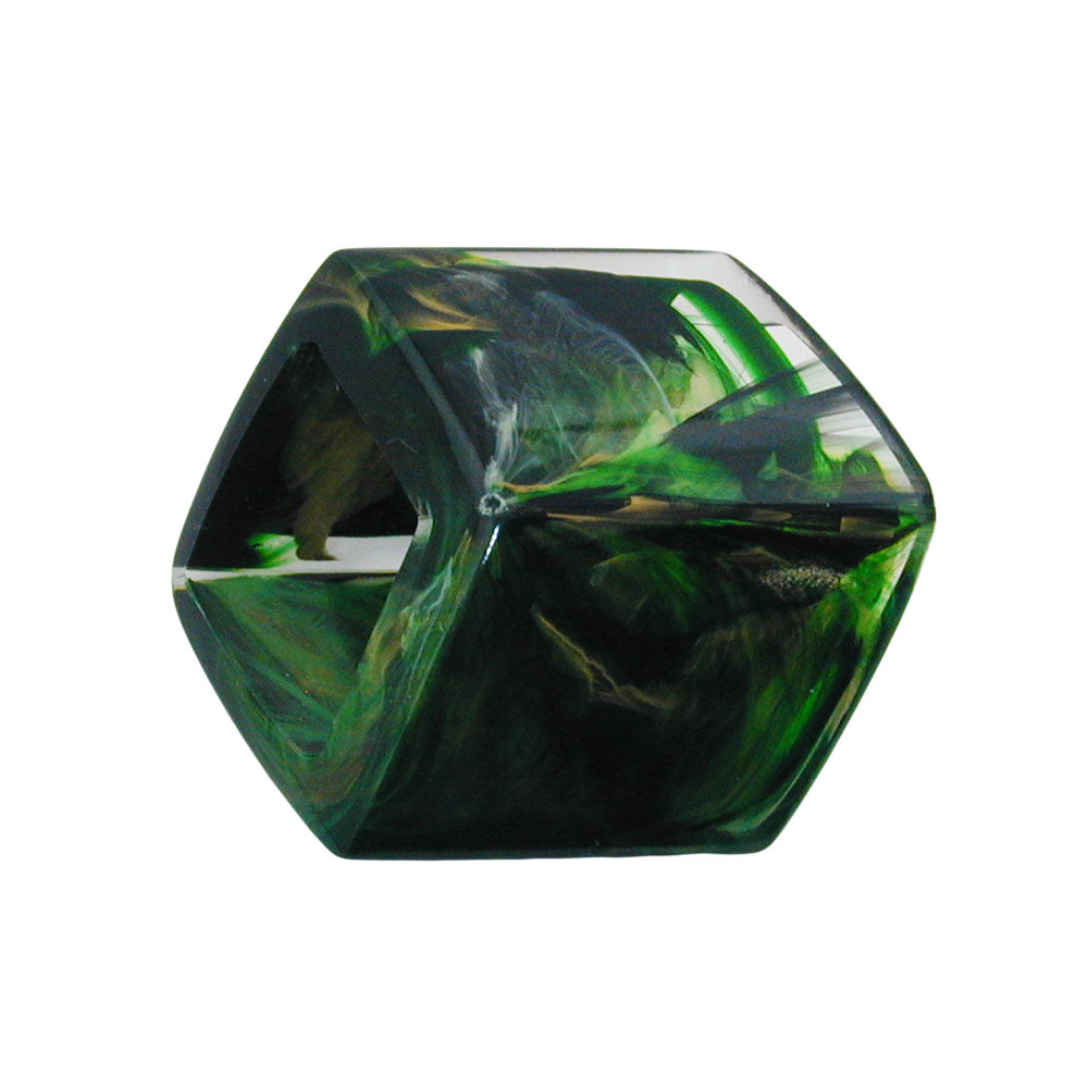Stofring 45x36x18mm sekskantet grønmarmoreret skinnende plastik