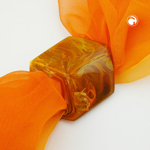 Stofring 45x36x18mm sekskantet brunmarmoreret blank plastik