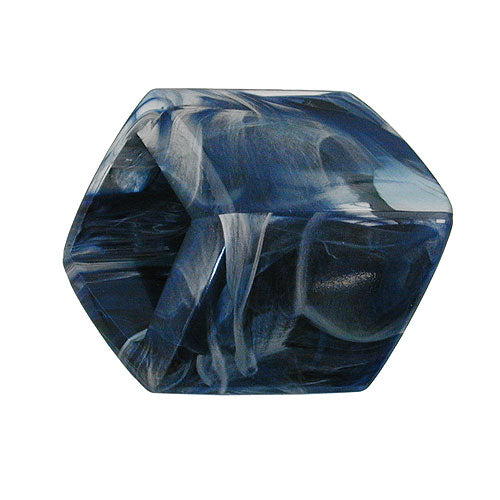 Stofring 45x36x18 mm sekskantet blåmarmoreret blank plastik
