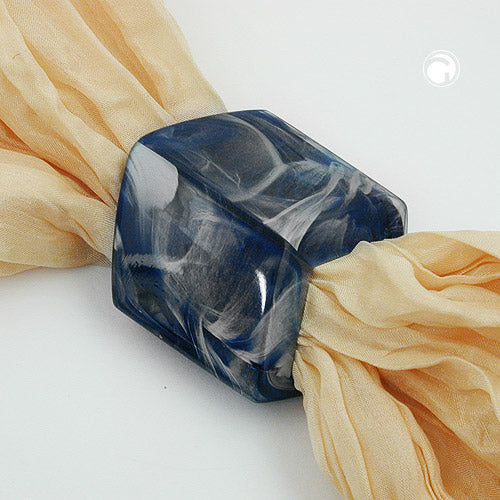 Stofring 45x36x18 mm sekskantet blåmarmoreret blank plastik