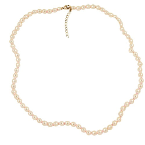Halskæde 8mm glasperlehalskæde knudet creme 65cm