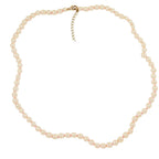 Halskæde 8mm glasperlehalskæde knudet creme 65cm