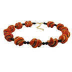 Kæde Plastikperler Skrueperler rød-orange sort 50 cm