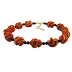 Kæde Plastikperler Skrueperler rød-orange sort 50 cm
