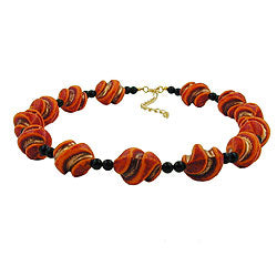Kæde Plastikperler Skrueperler rød-orange sort 50 cm