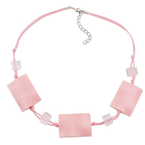 Kæde 3x 35x25mm firkantet bølget pink blank 45cm