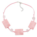Kæde 3x 35x25mm firkantet bølget pink blank 45cm