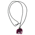 Kæde 35x32x18mm elefantplastik fuchsia-hvid marmorsnor sort 100 cm